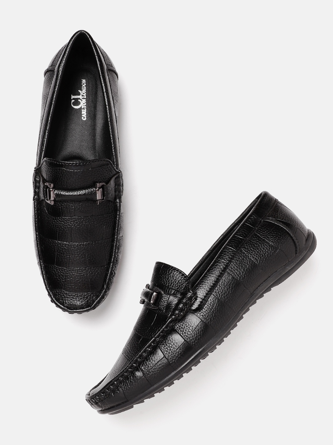 

Carlton London Men Textured Loafers, Black