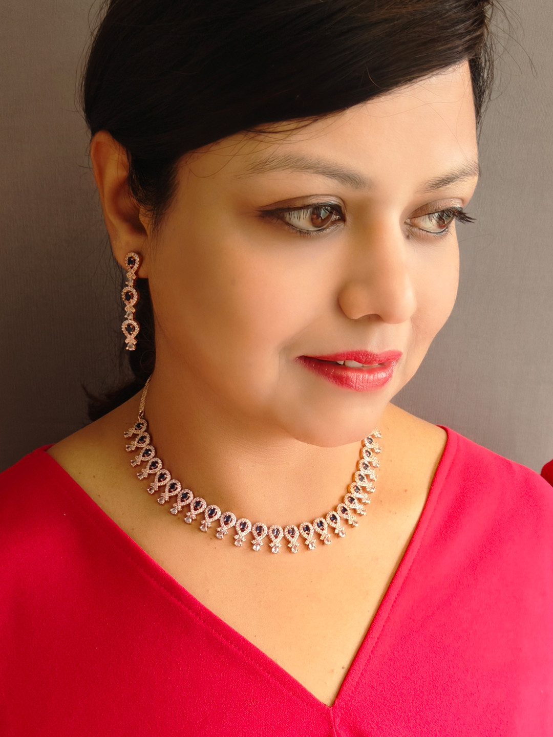 

GRIIHAM Gold-Plated Cubic Zirconia Studded Jewellery Set