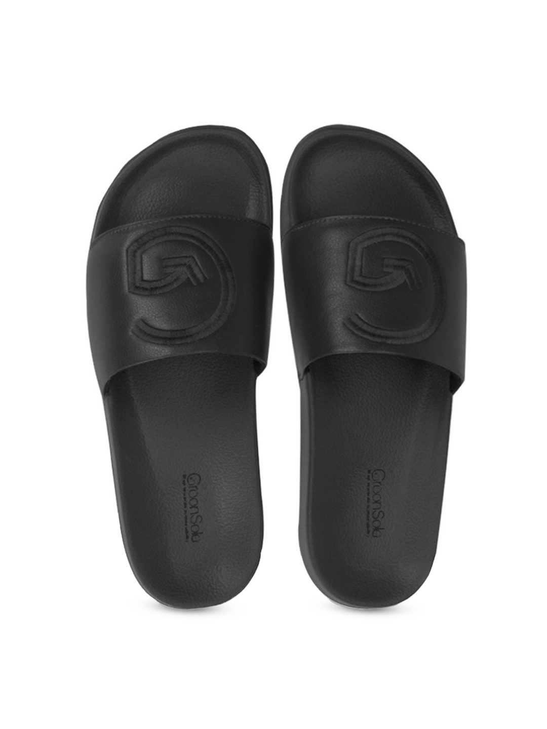 

Greensole Unisex Solid Sliders, Black