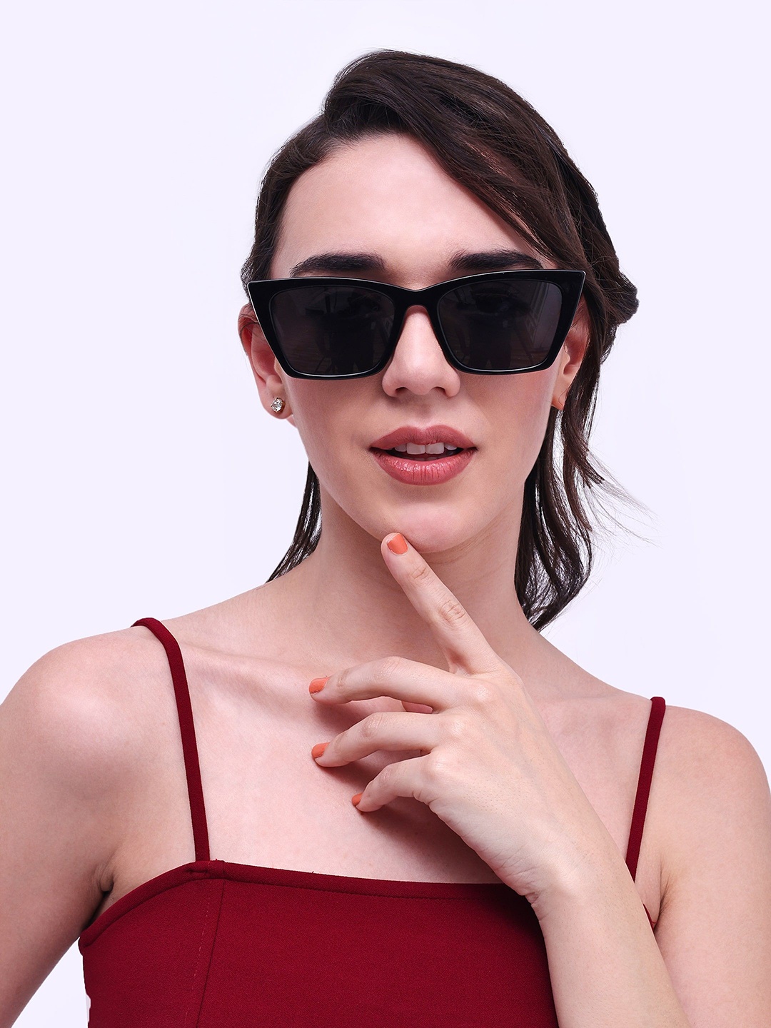 

HAMILTANO WINSTON Women Cateye Sunglasses with UV Protected Lens, Black