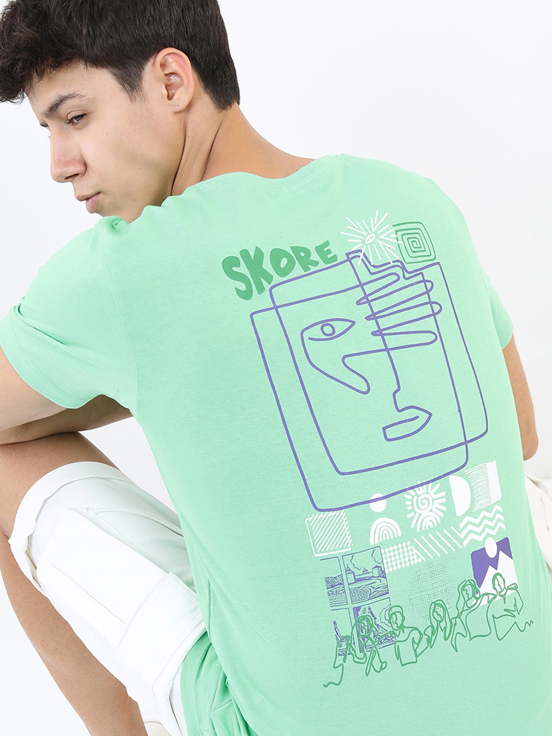 

HIGHLANDER Men Printed Slim Fit T-shirt, Green
