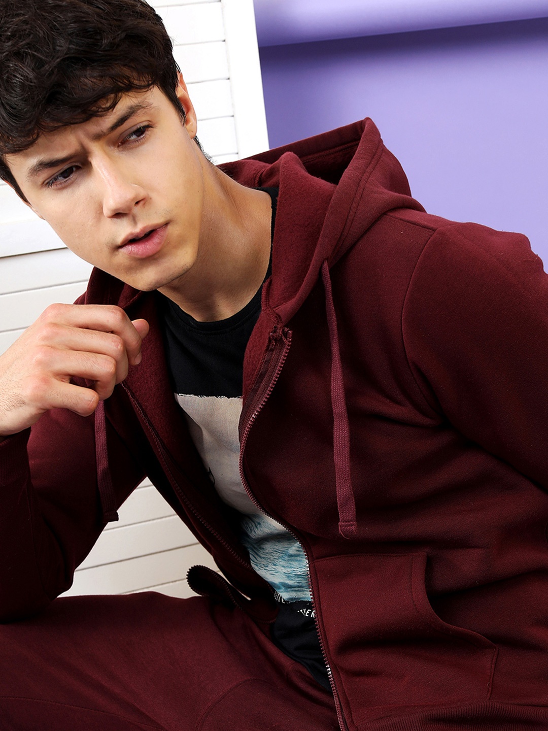 

HIGHLANDER Men Hooded Sweatshirt, Burgundy