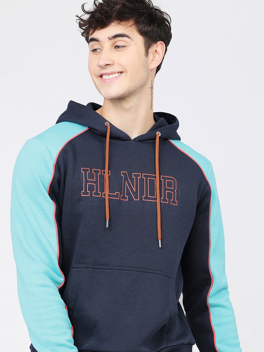 

HIGHLANDER Men Printed Hooded Sweatshirt, Navy blue