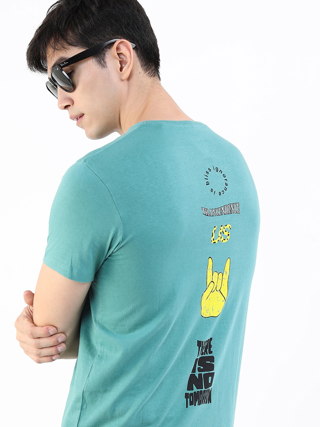 

HIGHLANDER Men Printed Slim Fit T-shirt, Teal