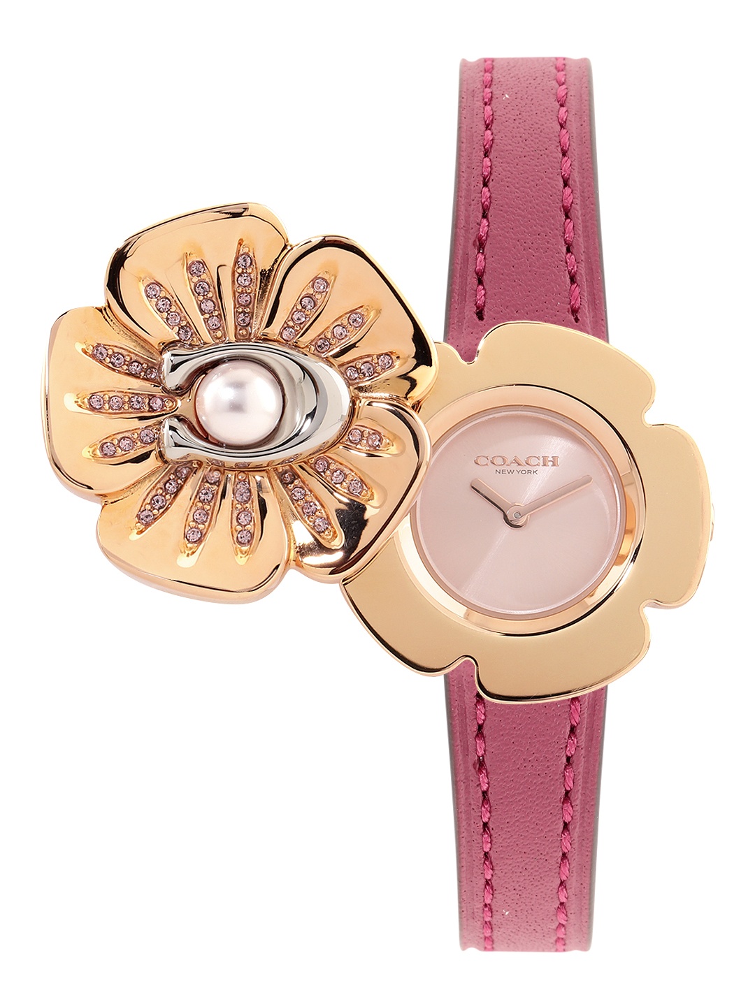 

Coach Women Tearose Analogue Watch with Flower Dial Cover 14504150, Pink