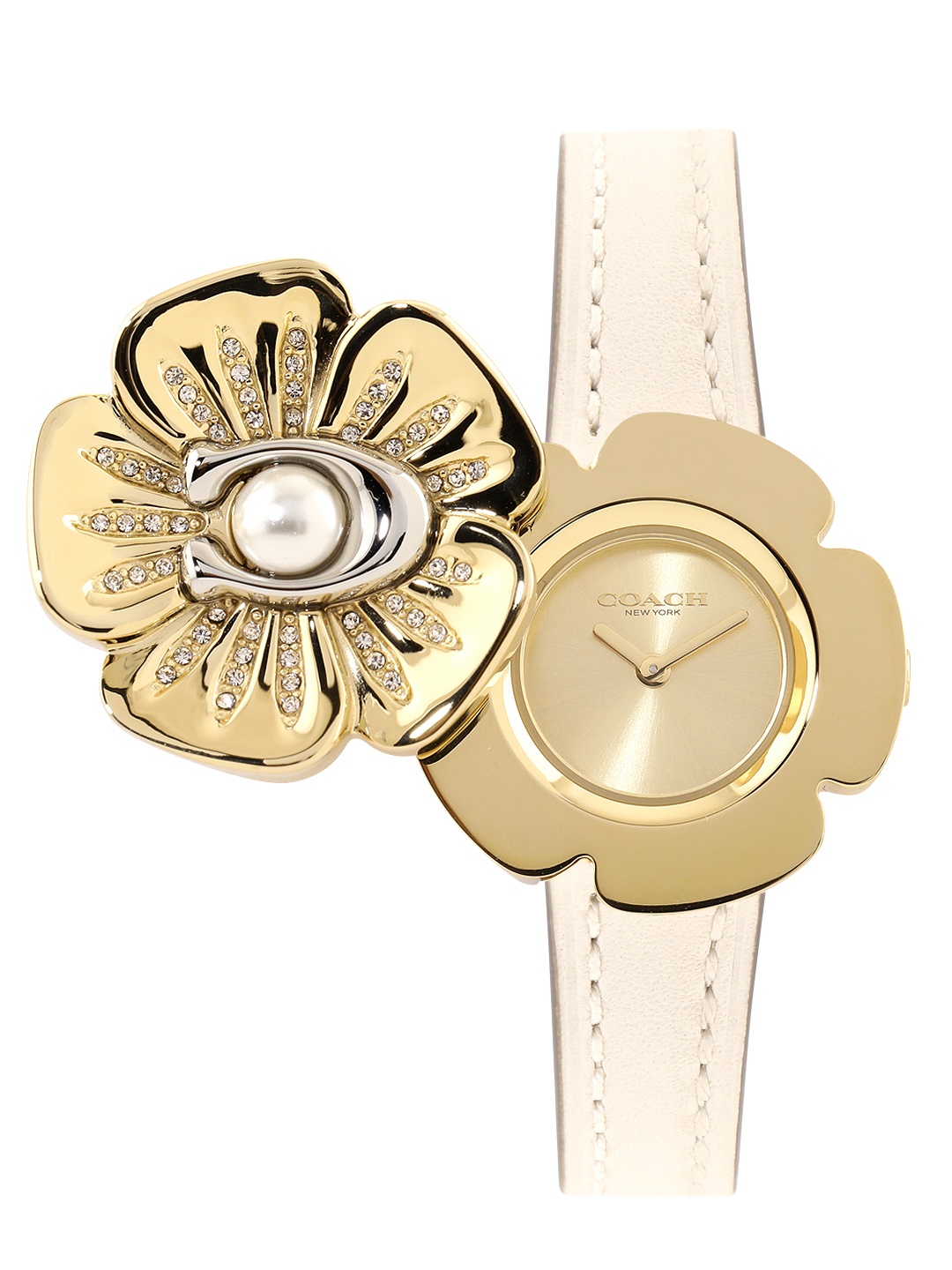 

Coach Women Tearose Analogue Watch with Flower Dial Cover 14504151, Beige