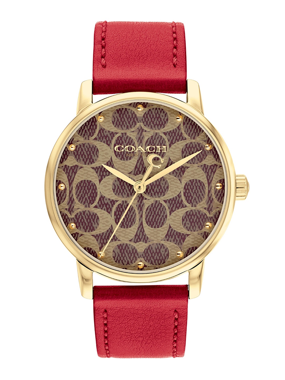 

Coach Women Brand Logo Printed Dial & Leather Straps Analogue Watch 14503874, Brown