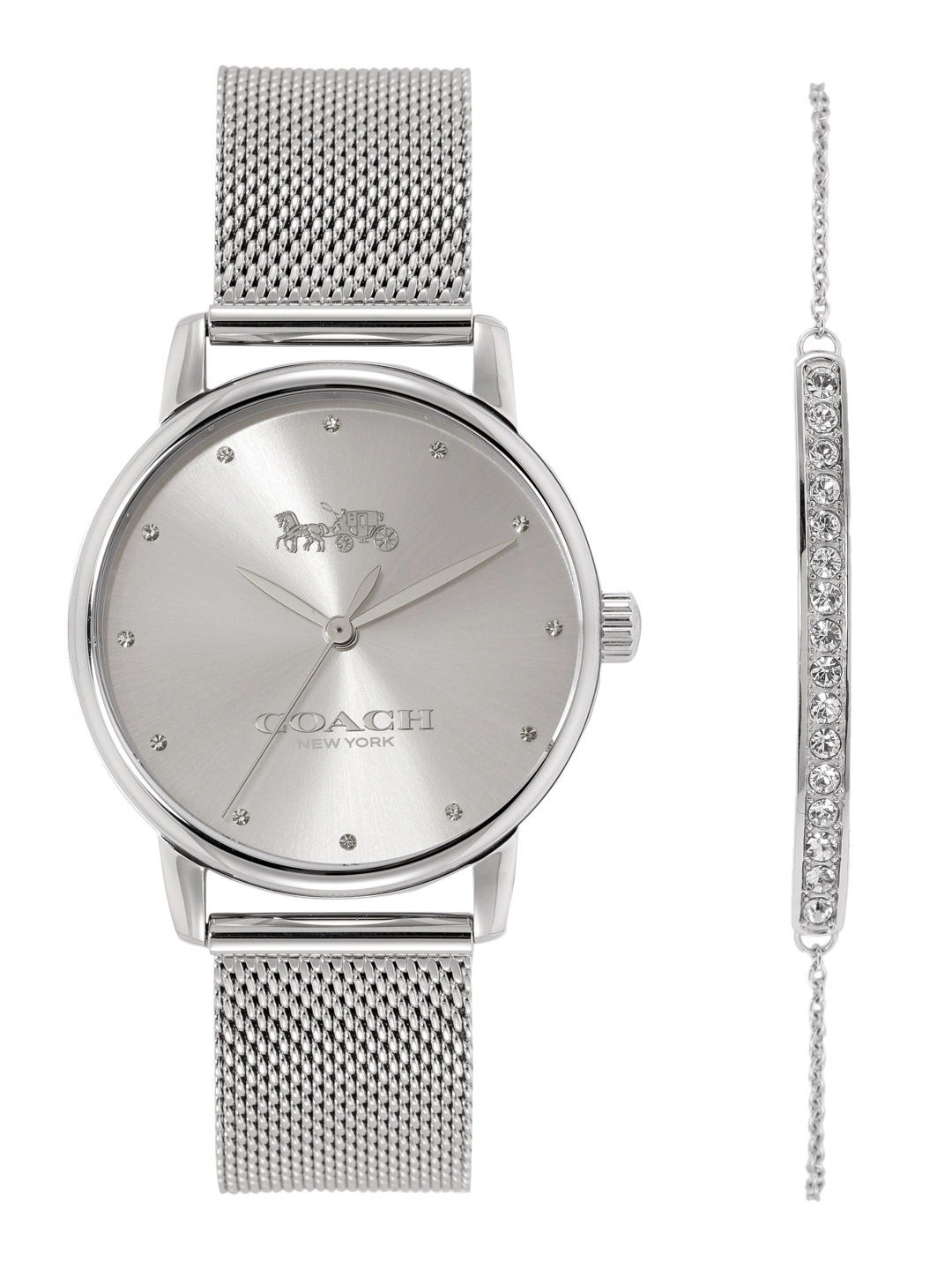 

Coach Women Embellished Watch with Bracelet Gift Set, Silver