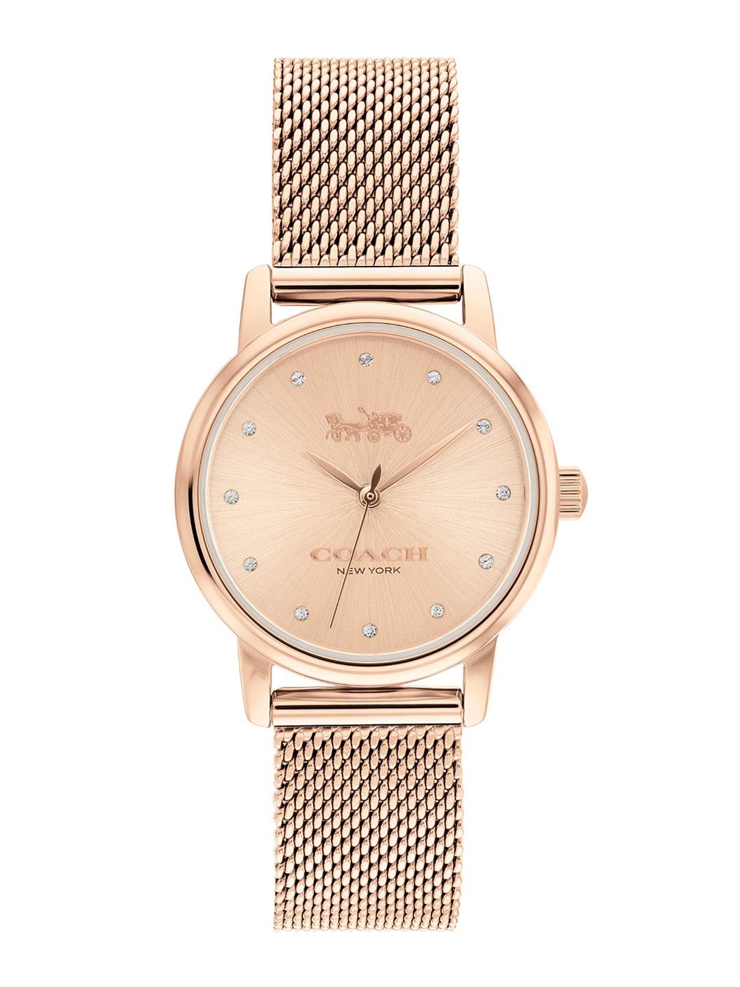 

Coach Women Grand Embellished Dial & Bracelet Style Straps Analogue Watch 14503745, Rose gold