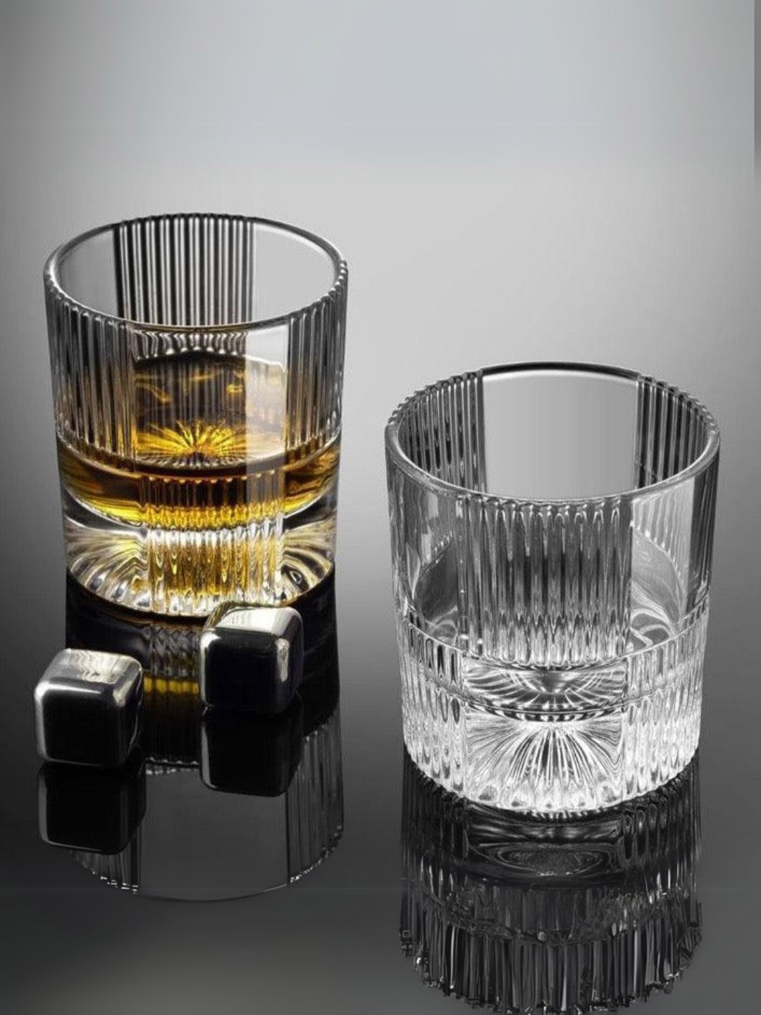 

SMOKEY COCKTAIL Transparent 6 Pieces Striped Waterfall Premium Whiskey Glass