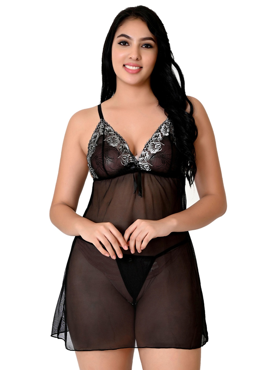 

chia fashions Net Baby Doll, Black