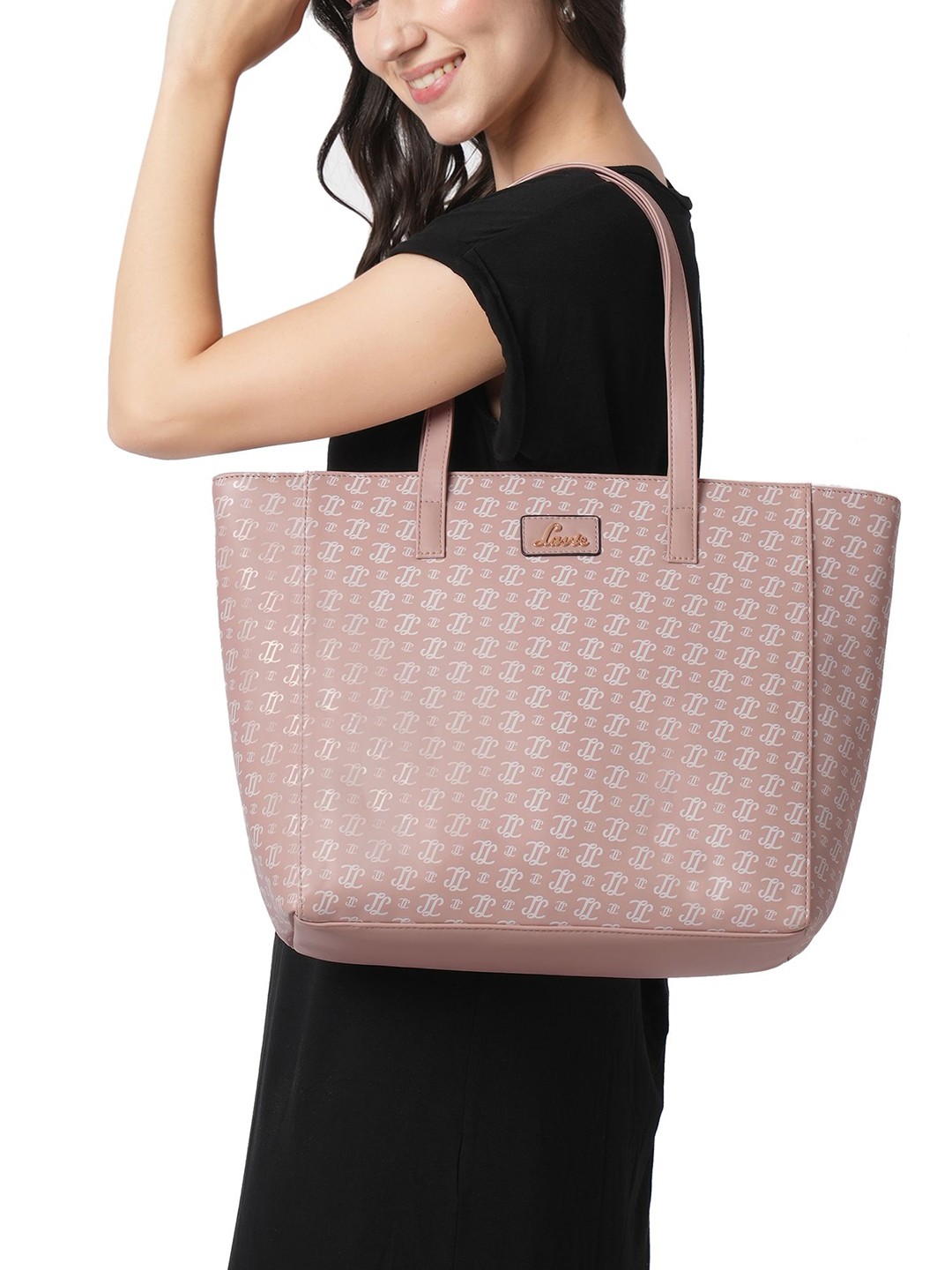 

Lavie Miranda Oversized Brand Logo Printed Structured Handheld Bag, Mauve