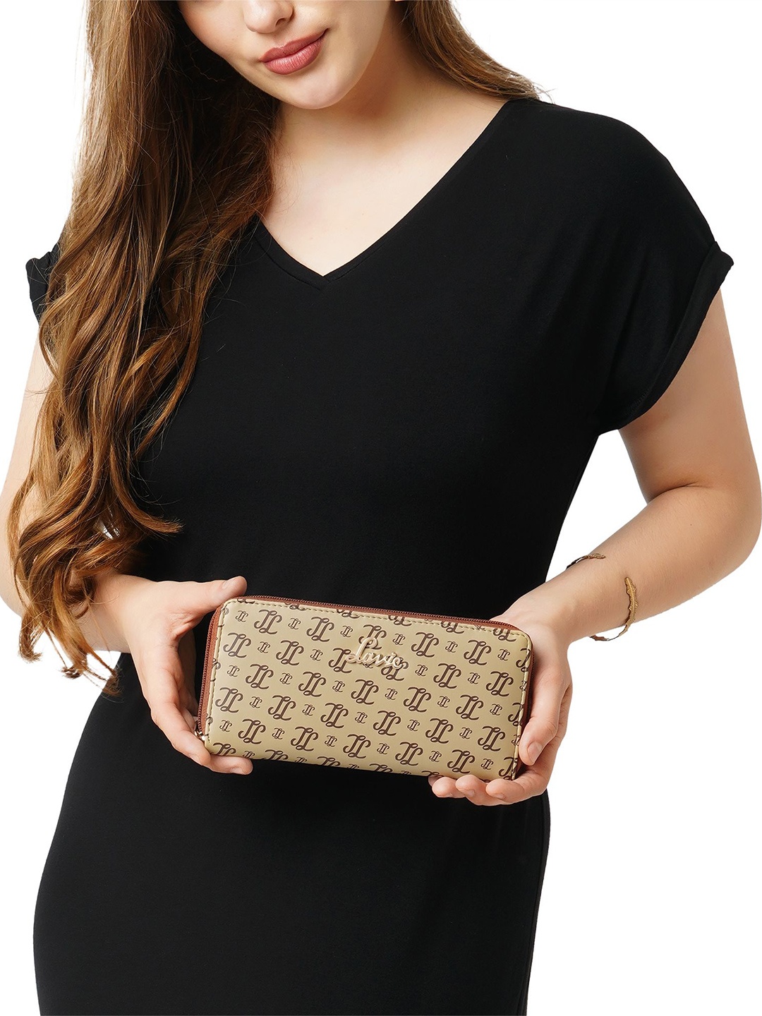

Lavie Women Brand Logo Printed Sacy Zip Around Wallet, Olive