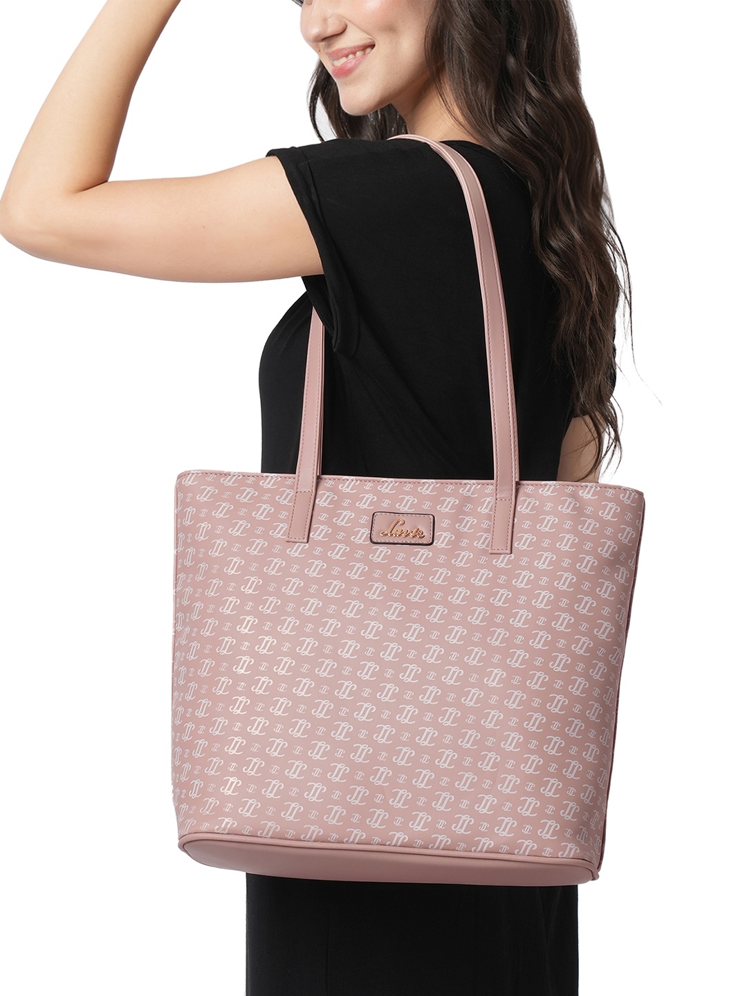 

Lavie Palmer Brand Logo Printed Structured Shoulder Bag, Mauve