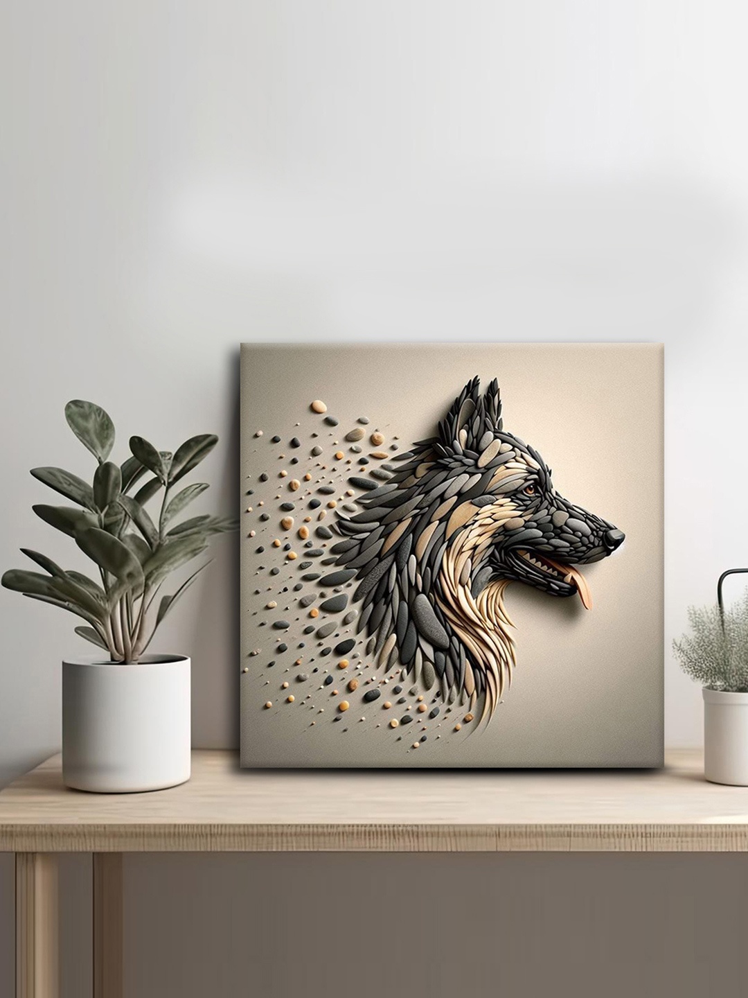 

OLIVE TREE Beige & Black Canvas Animal Wall Art