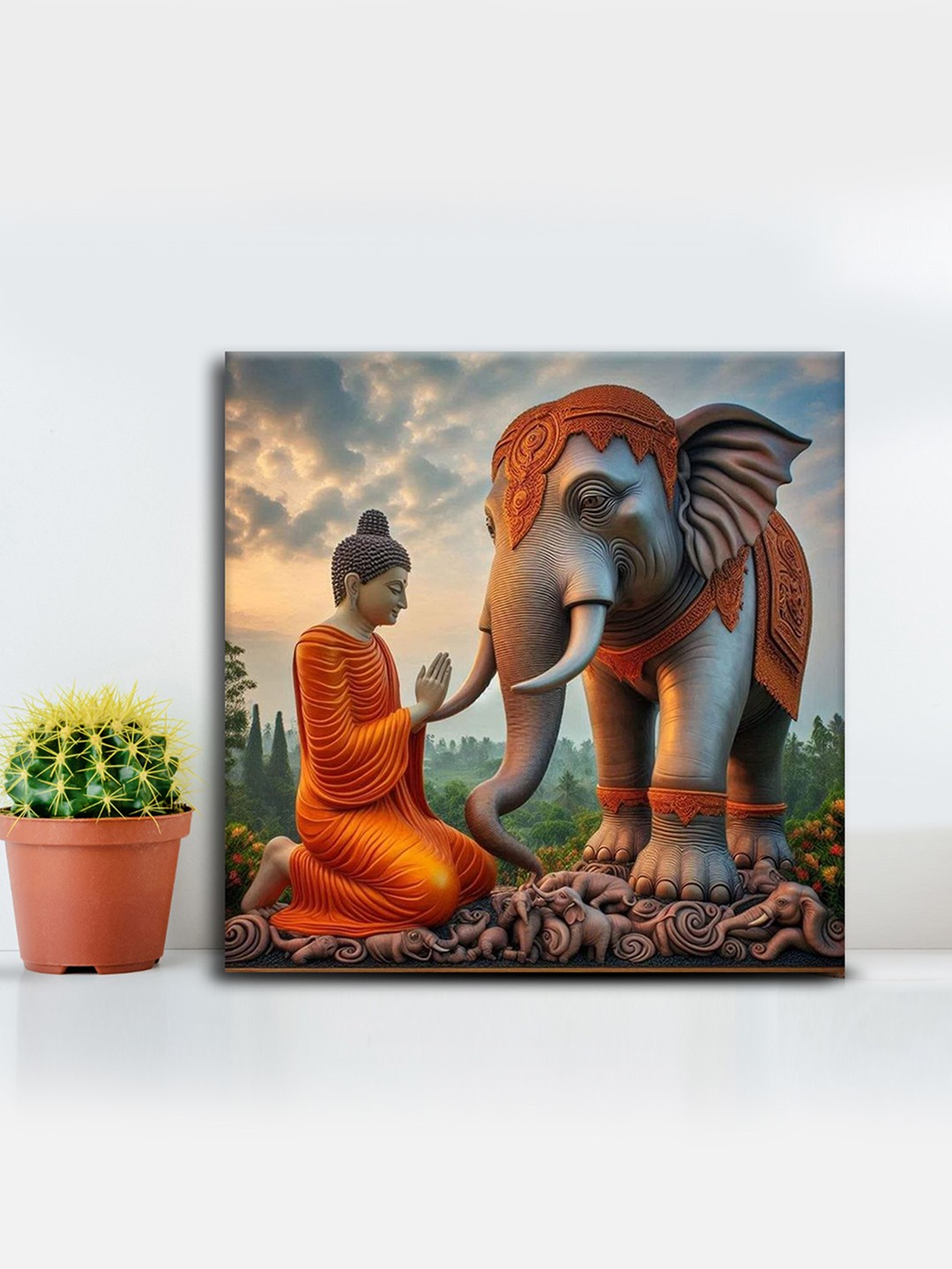 

OLIVE TREE Blue & Orange Canvas Religious Wall Art
