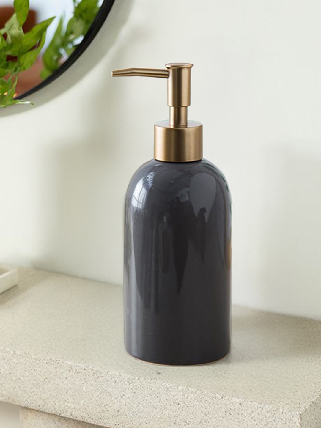 

The Better Home Grey & Gold-Toned Ceramic Soap Dispenser 420 ml
