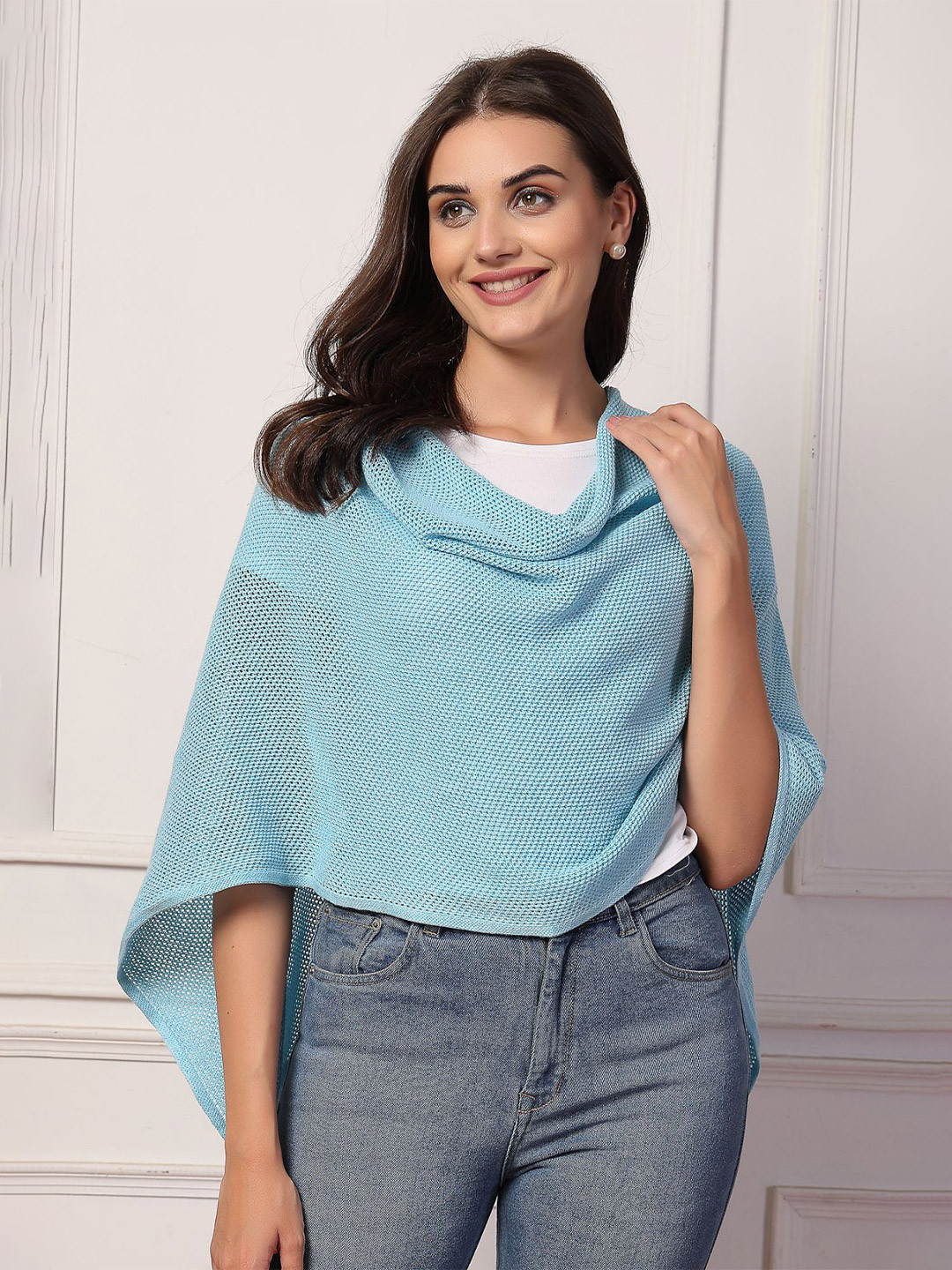 

House Of Zelena Maternity Sheer Waterfall Shrug, Blue