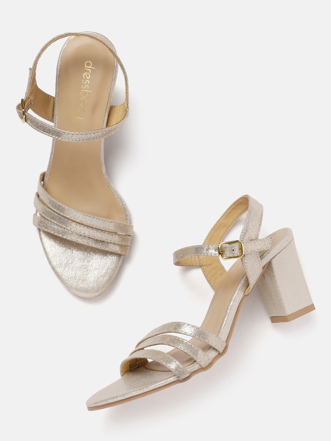 

DressBerry Open Toe Block Heels, Silver