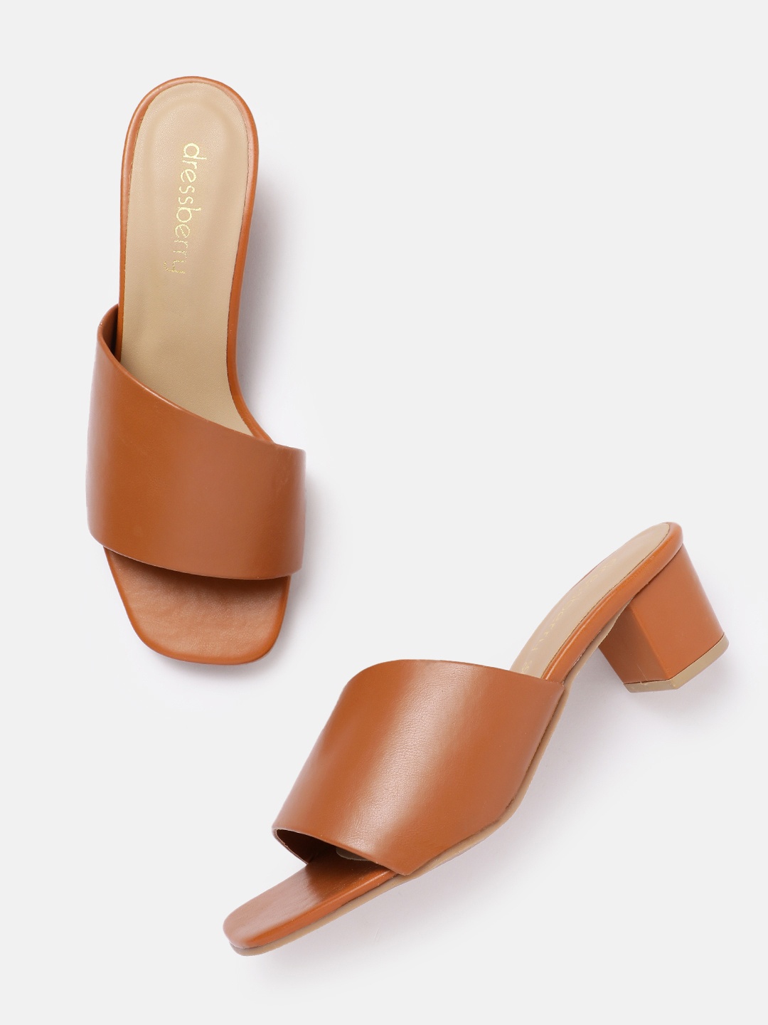 

DressBerry Open Toe Block Heel, Brown