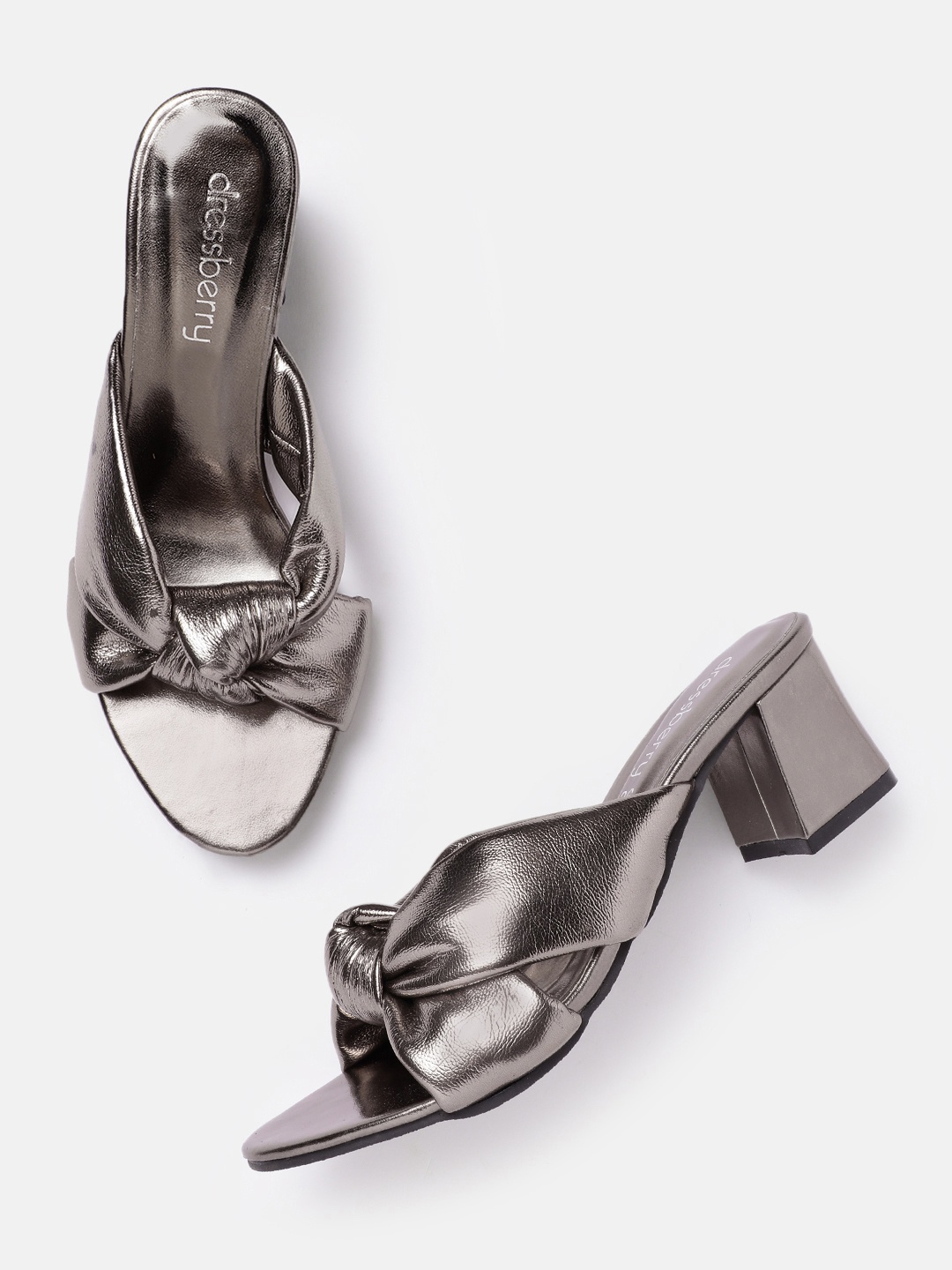 

DressBerry Open Toe Block Heel, Silver