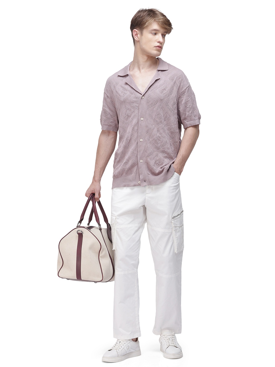 

RARE RABBIT Men Tailored Cargos Trousers, White