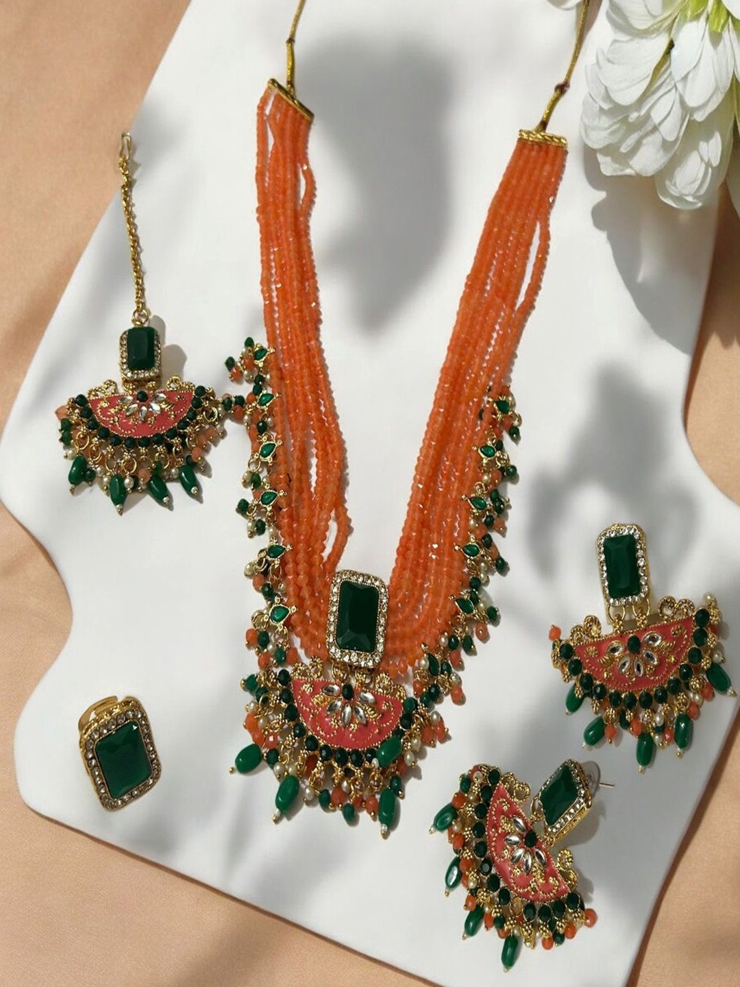 

AccessHer Gold-Plated Artificial Beads Stones Studded Jewellery Set