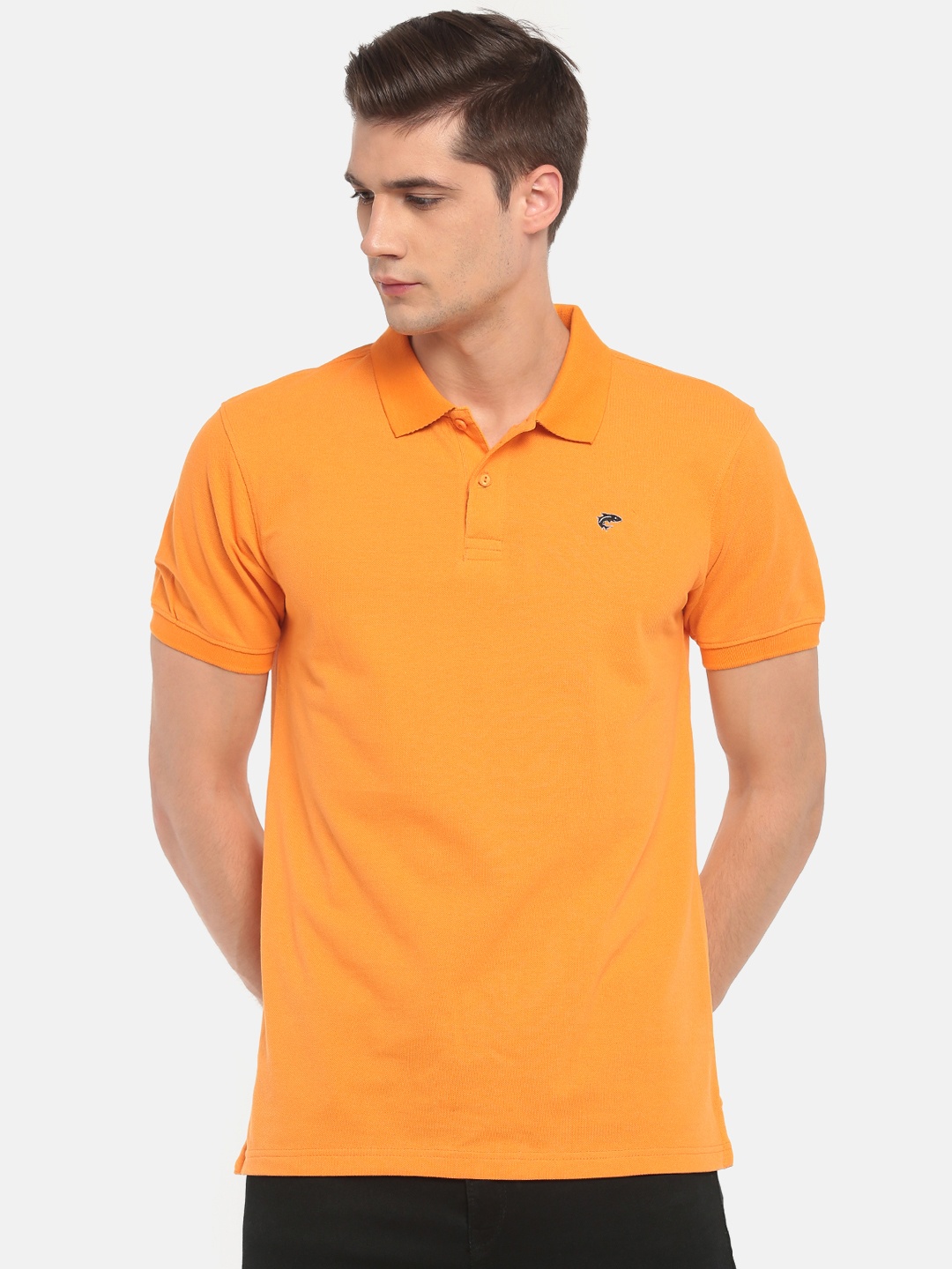 

Ruggers Men Orange Solid Polo T-shirt