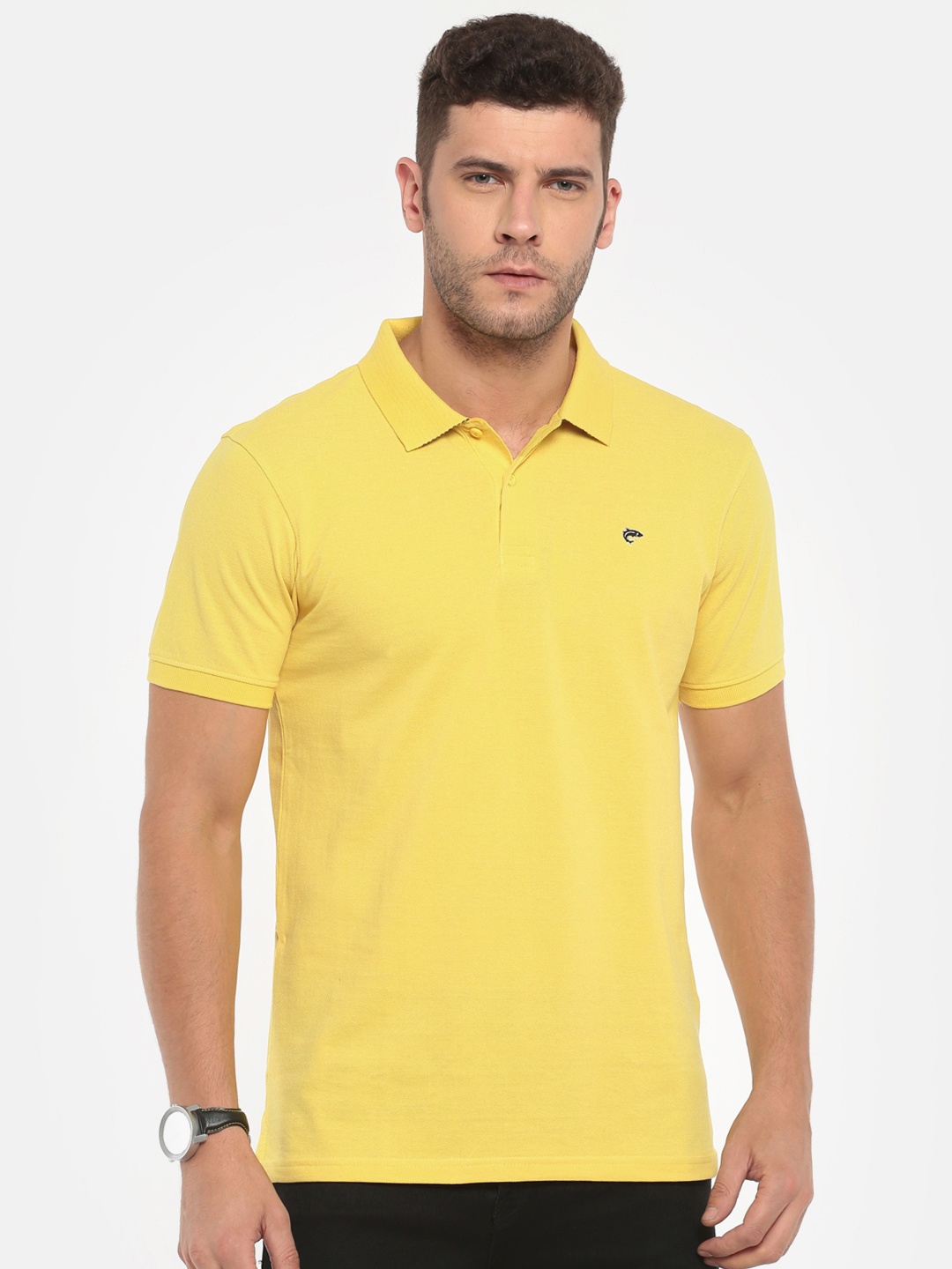 

Ruggers Men Yellow Solid Polo Collar T-shirt