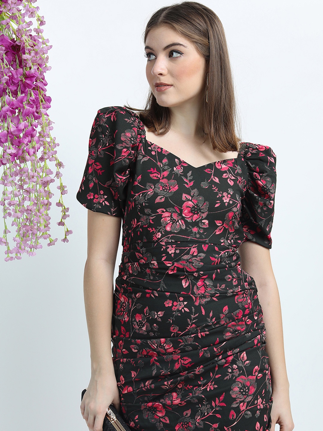 

Tokyo Talkies Floral Print Sheath Mini Dress, Black