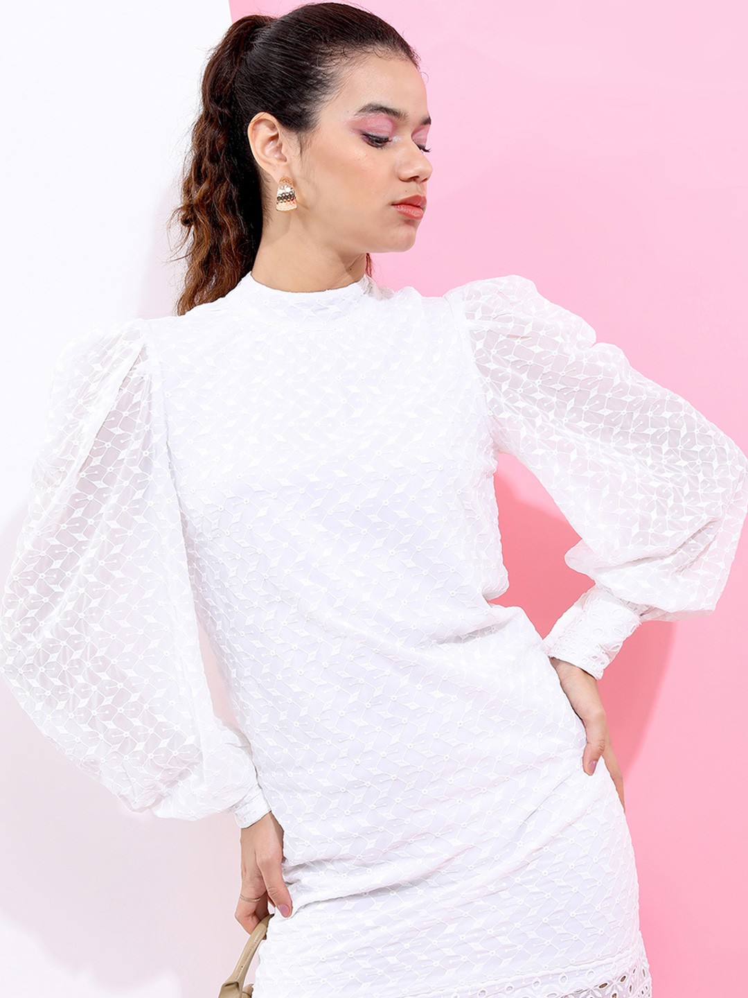 

Tokyo Talkies Embroidered Sheath Mini Dress, White