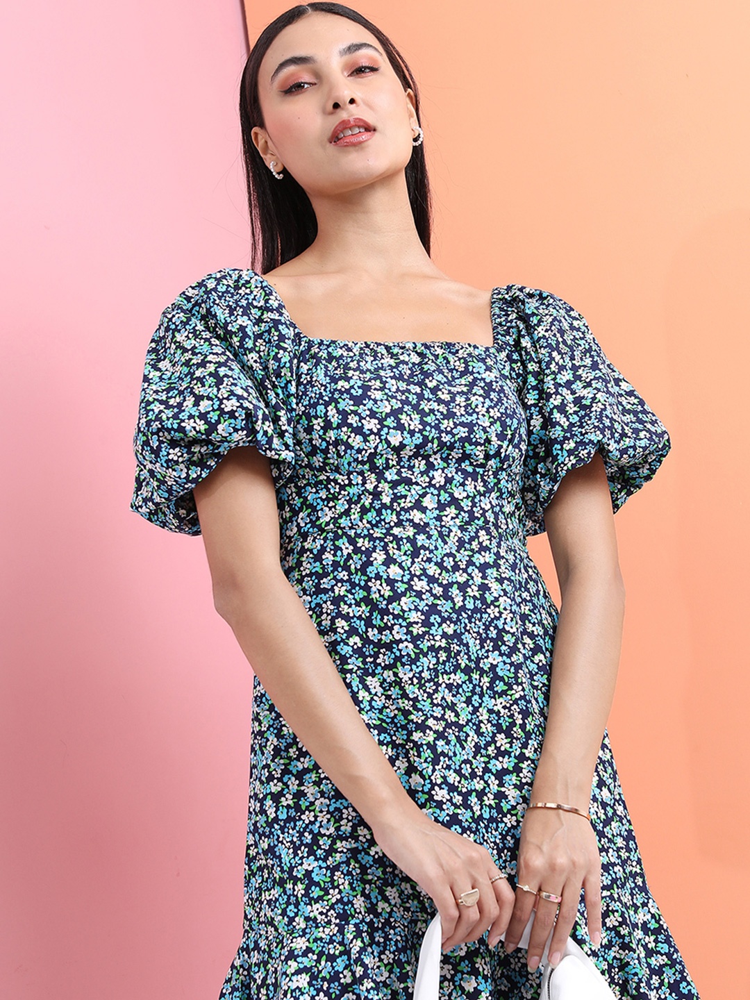 

Tokyo Talkies Floral Print Fit & Flare Mini Dress, Navy blue