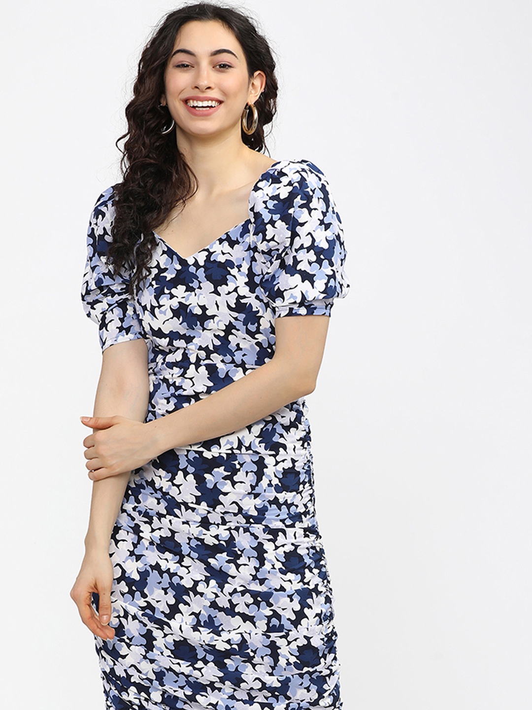 

Tokyo Talkies Women Floral Printed A-Line Dress, Blue