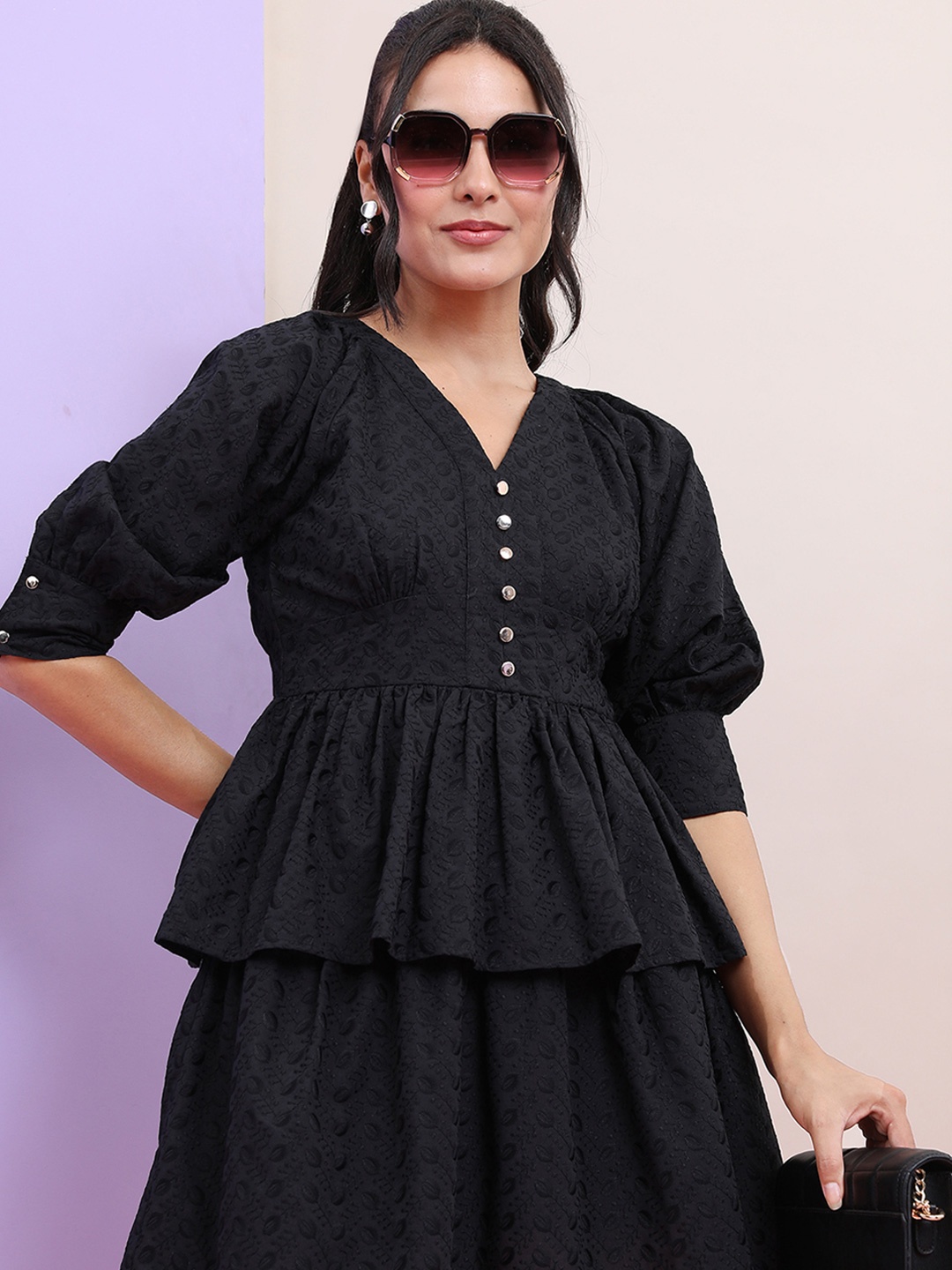 

Tokyo Talkies Women Fit & Flare Mini Dress, Black