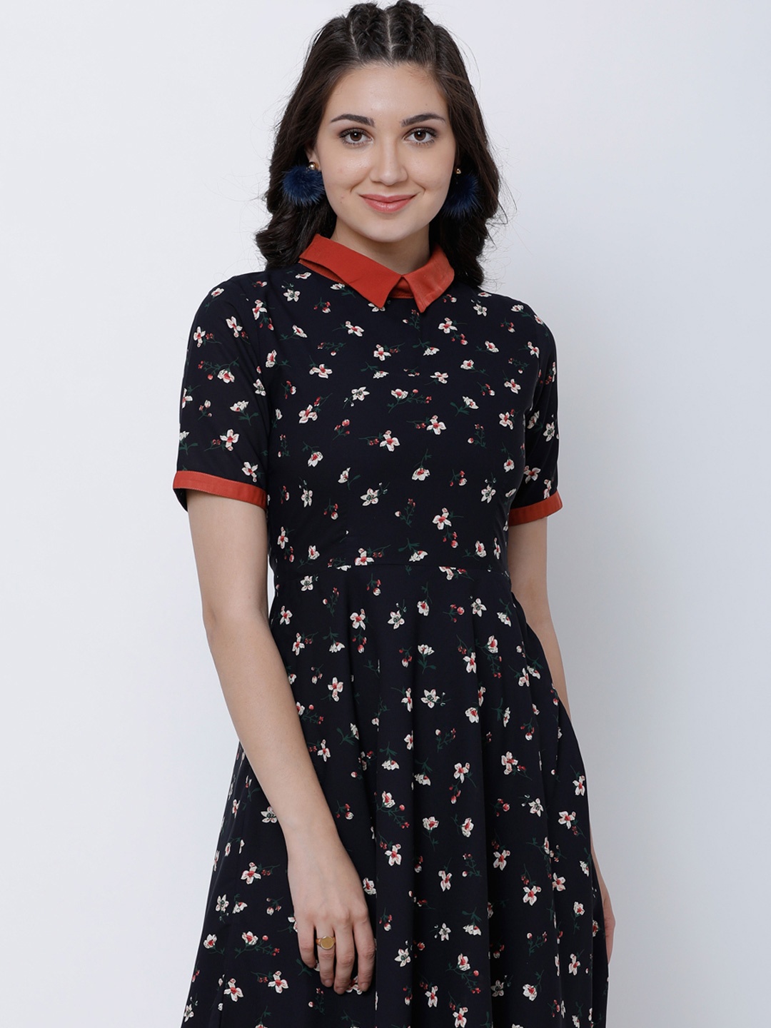 

Tokyo Talkies Floral Print Fit & Flare Dress, Black