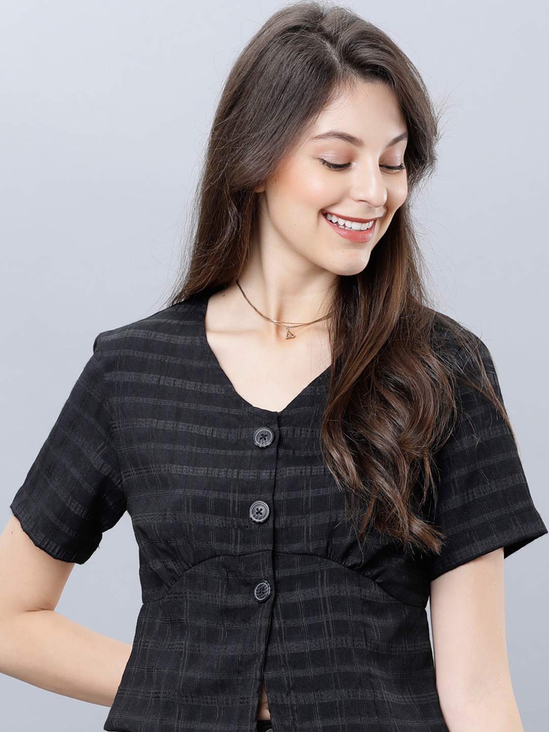 

Tokyo Talkies Checked Top, Black