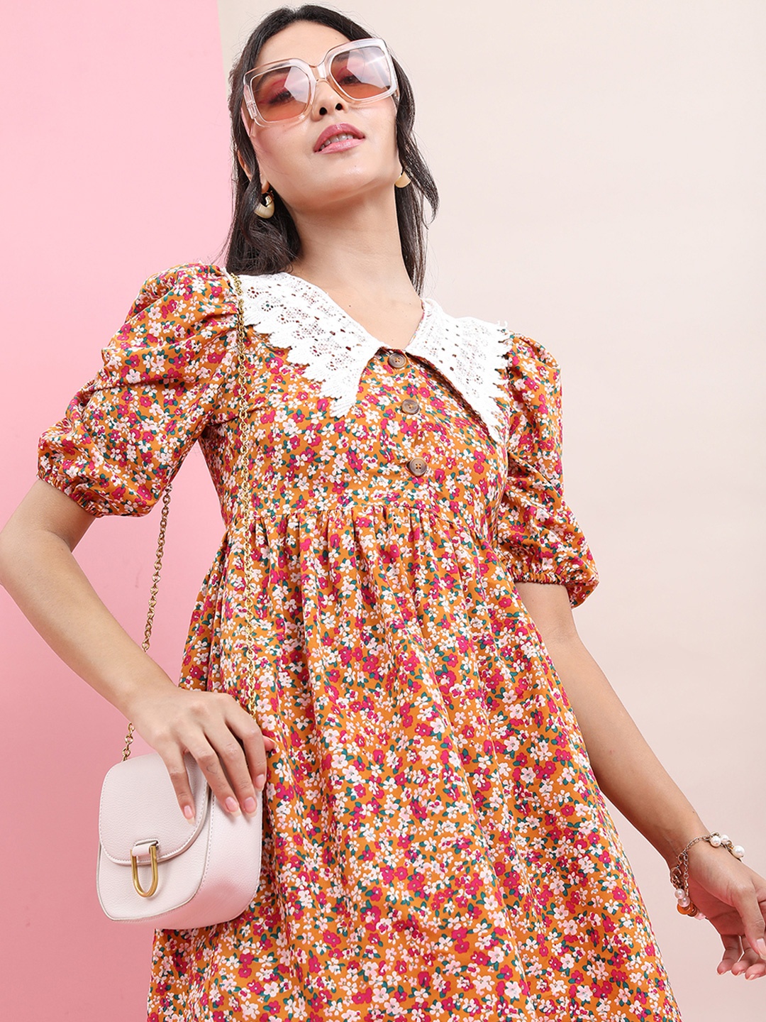 

Tokyo Talkies Floral A-Line Mini Dress, Mustard