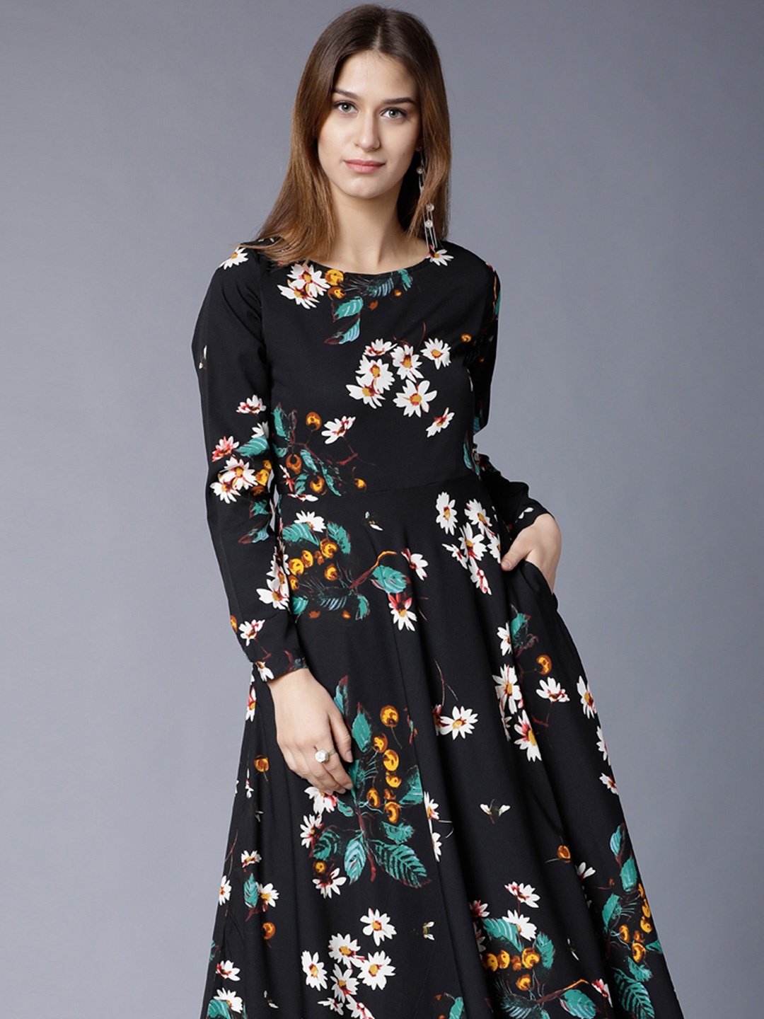 

Tokyo Talkies Floral Print Maxi Dress, Black