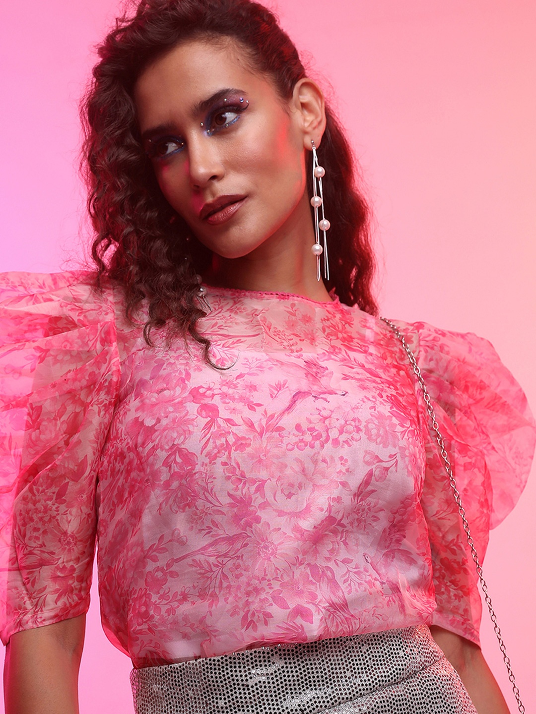 

Tokyo Talkies Floral Print Top, Pink