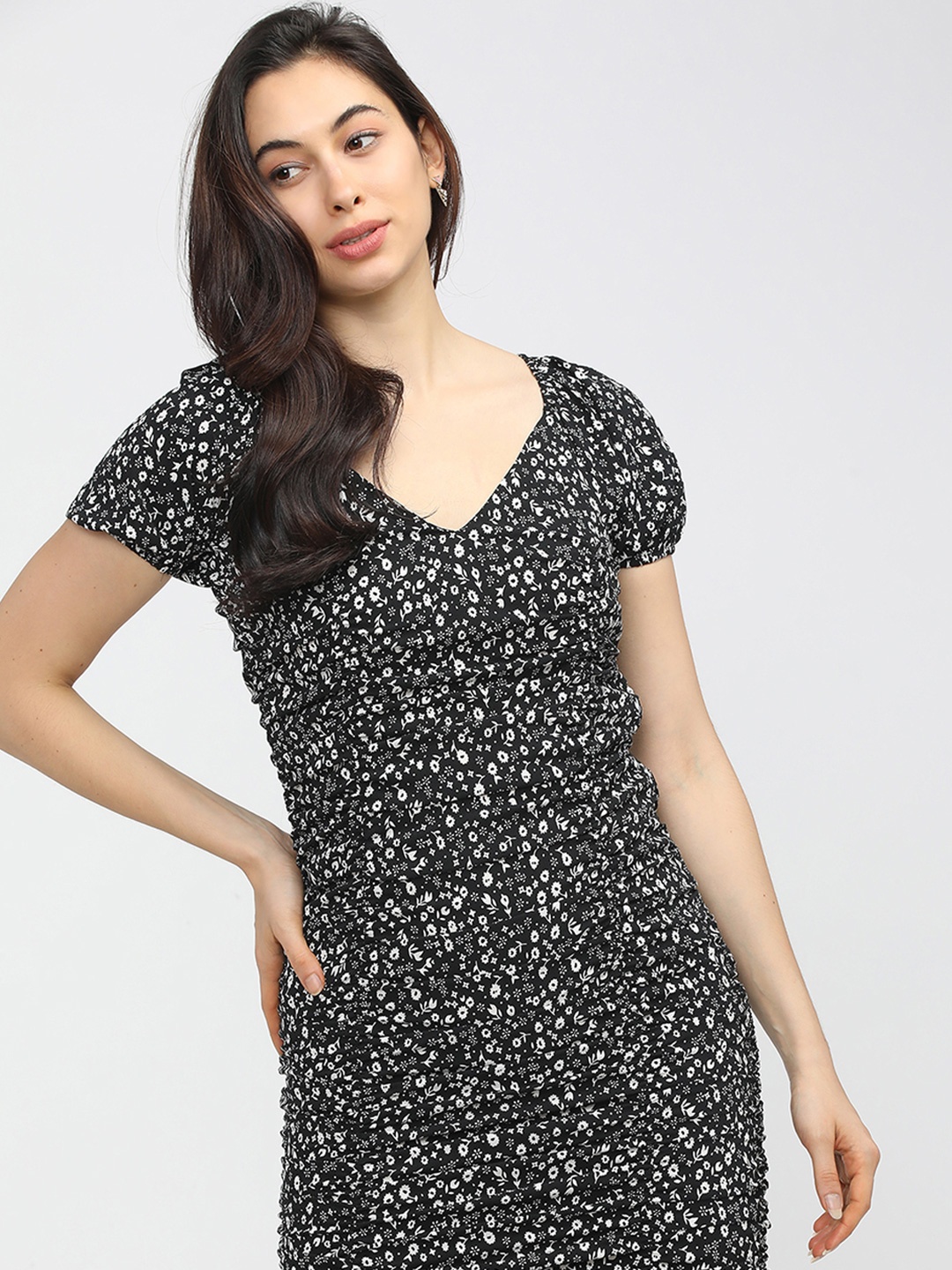 

Tokyo Talkies Floral Print Fit & Flare Dress, Black