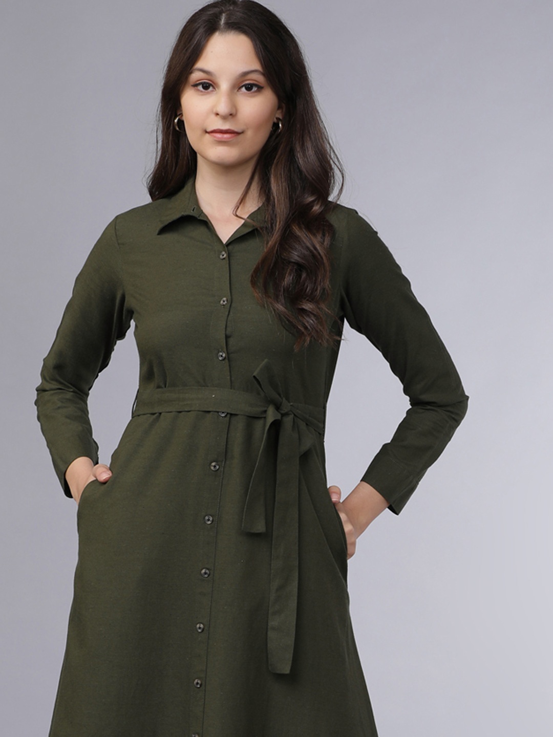

Tokyo Talkies Shirt Maxi Dress, Olive