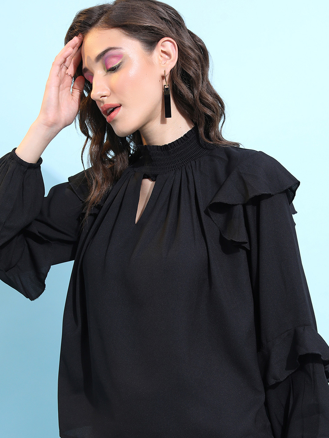 

Tokyo Talkies Keyhole Neck Top, Black