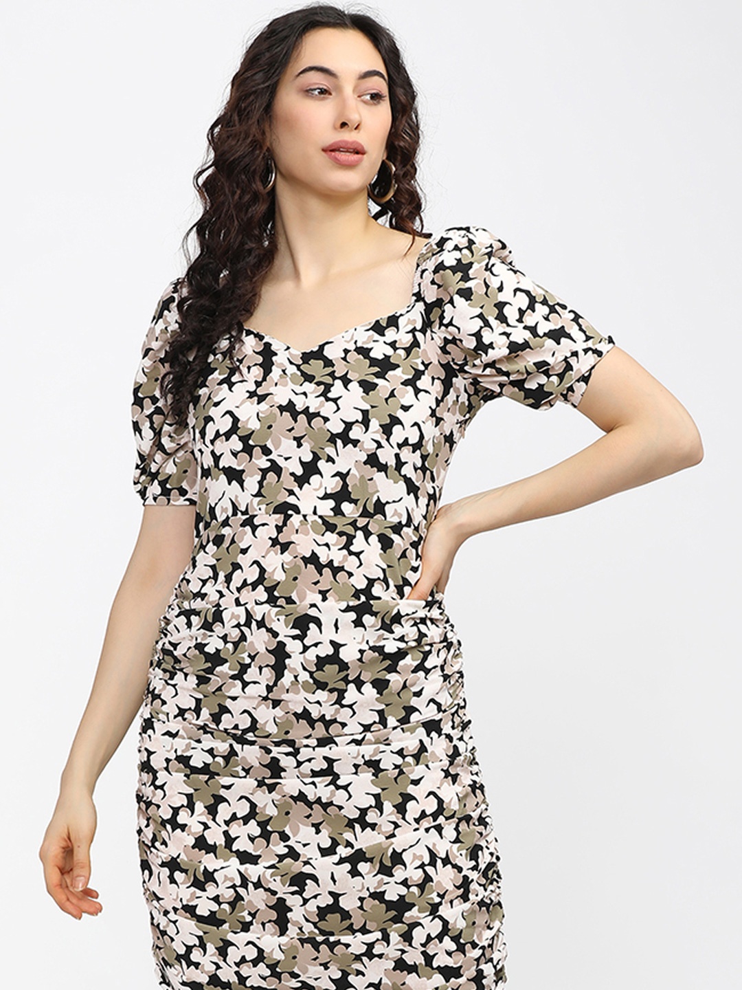 

Tokyo Talkies Floral Print A-Line Dress, Beige