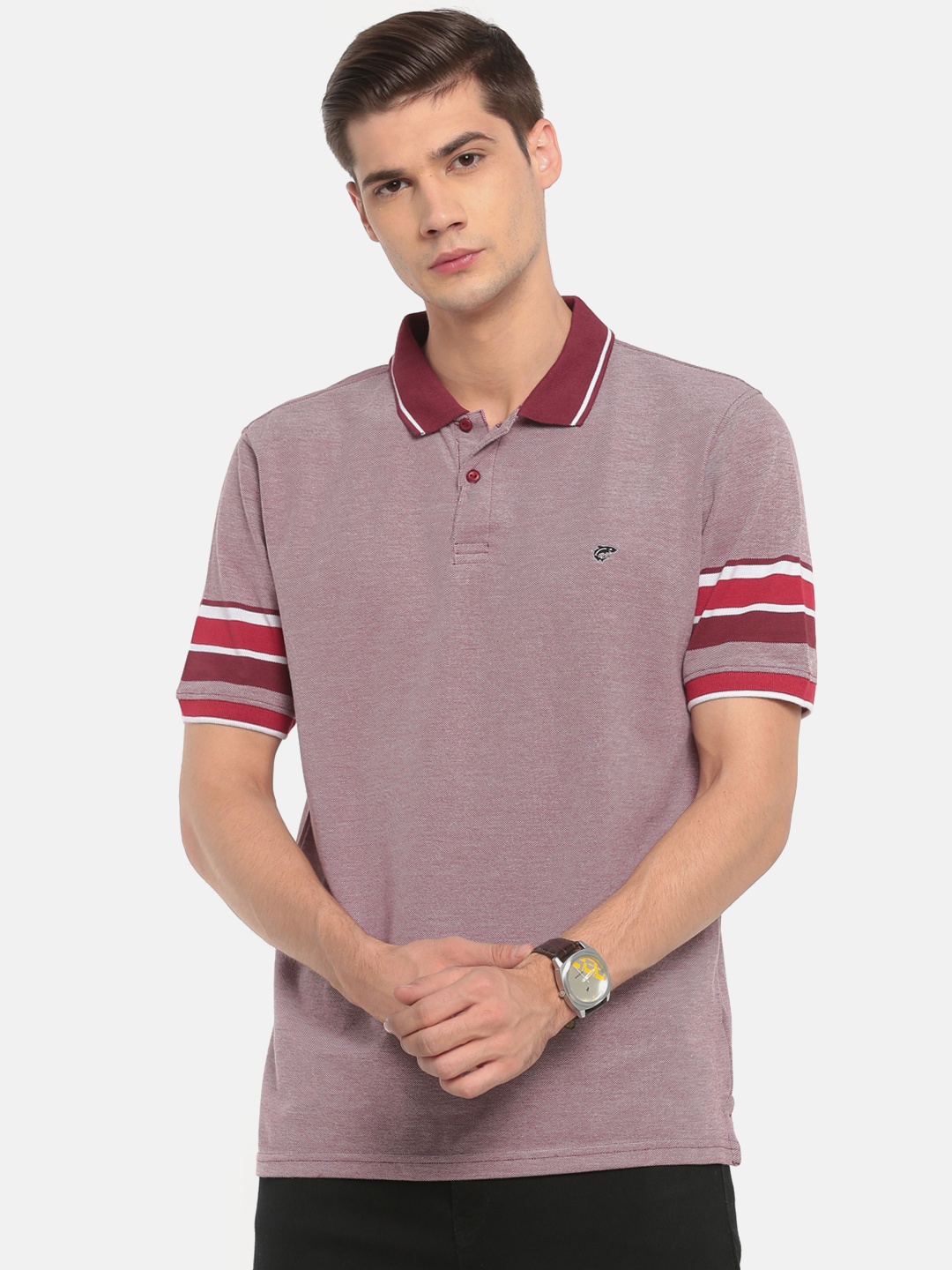 

Ruggers Men Maroon Solid Polo T-shirt