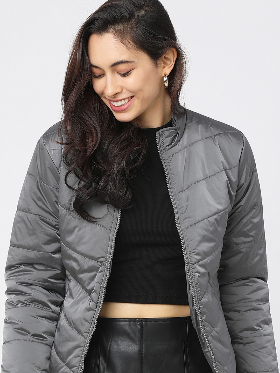 

Tokyo Talkies Women Puffer Jacket, Charcoal