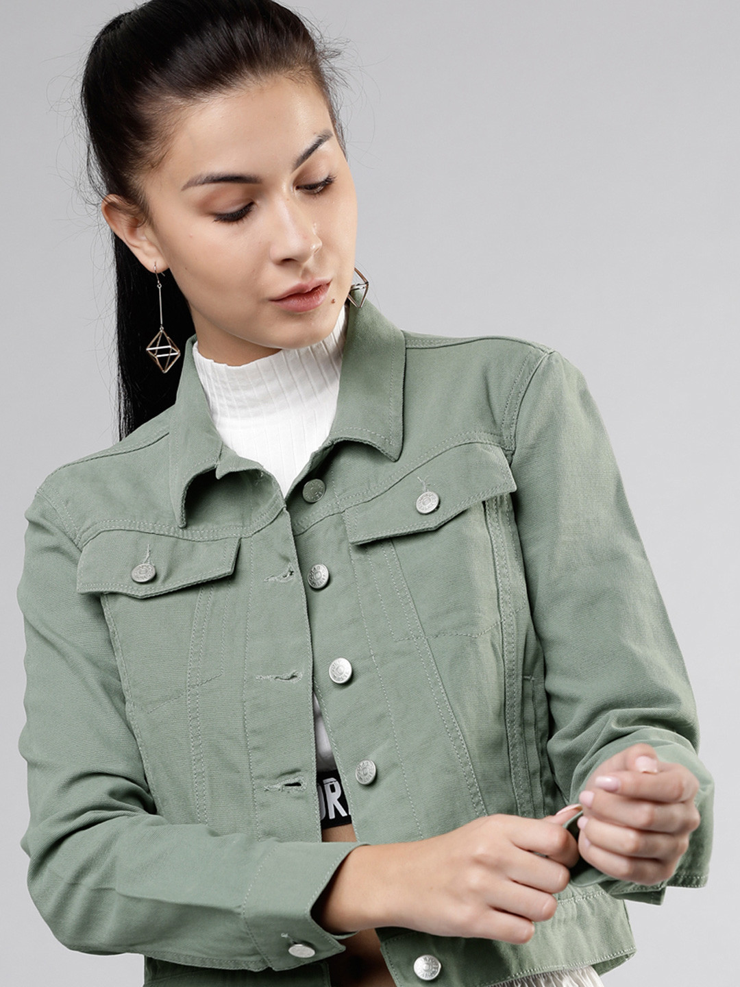 

Tokyo Talkies Women Open Front Jacket, Olive