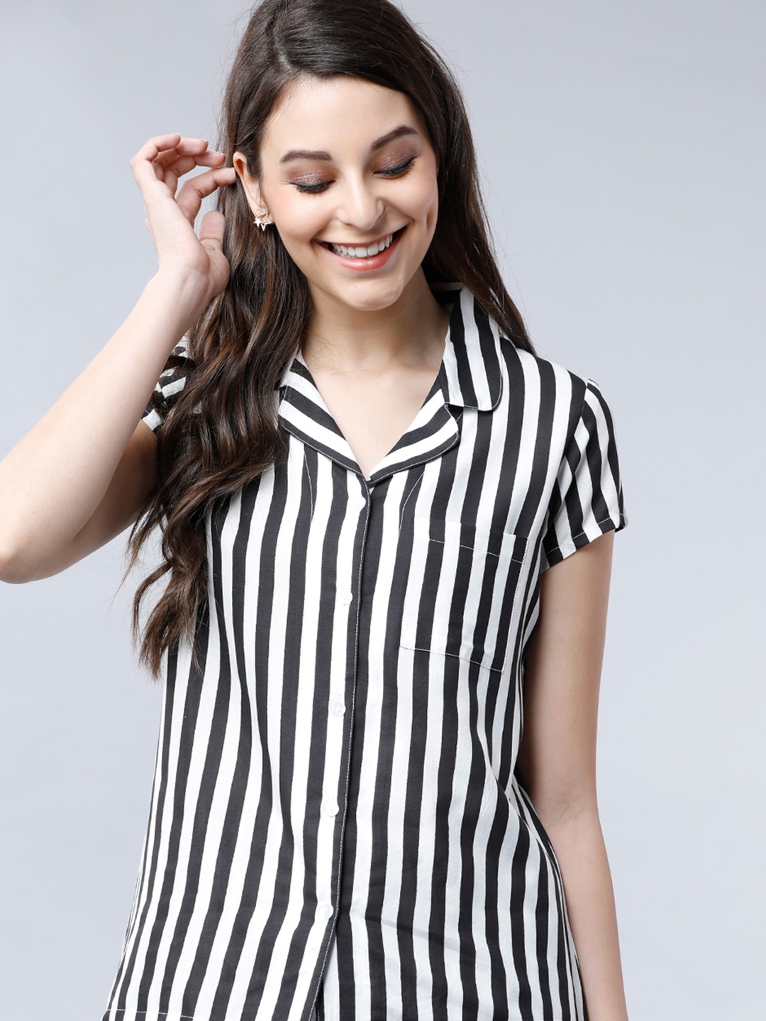 

Tokyo Talkies Striped Lounge Shirt, Black