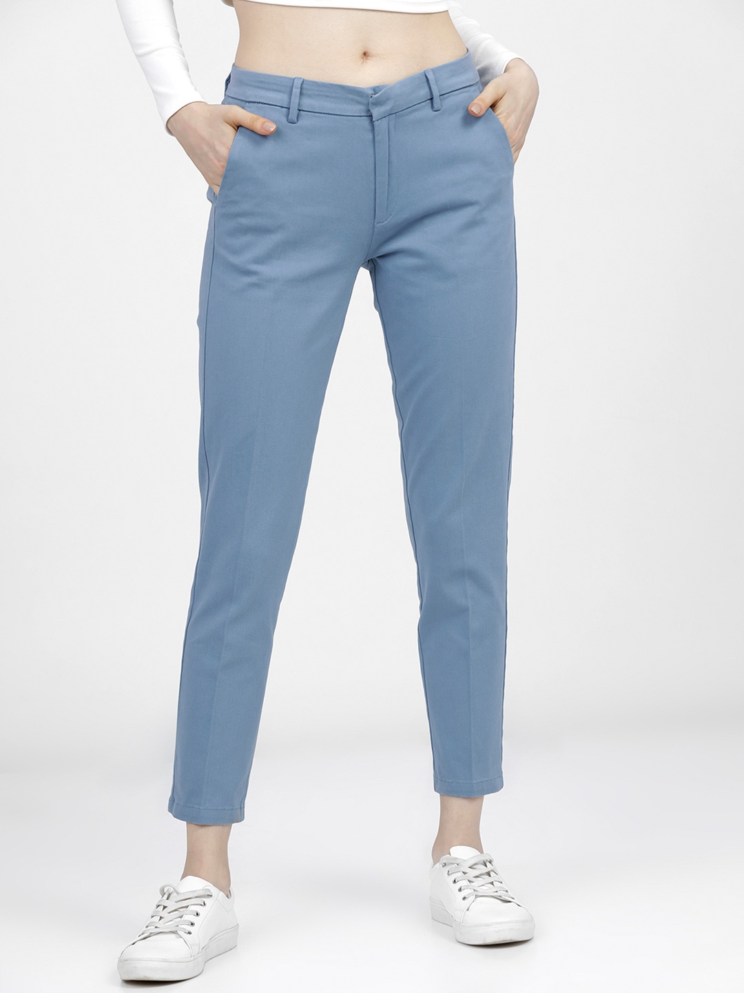 

Tokyo Talkies Women Tapered Fit Trousers, Blue