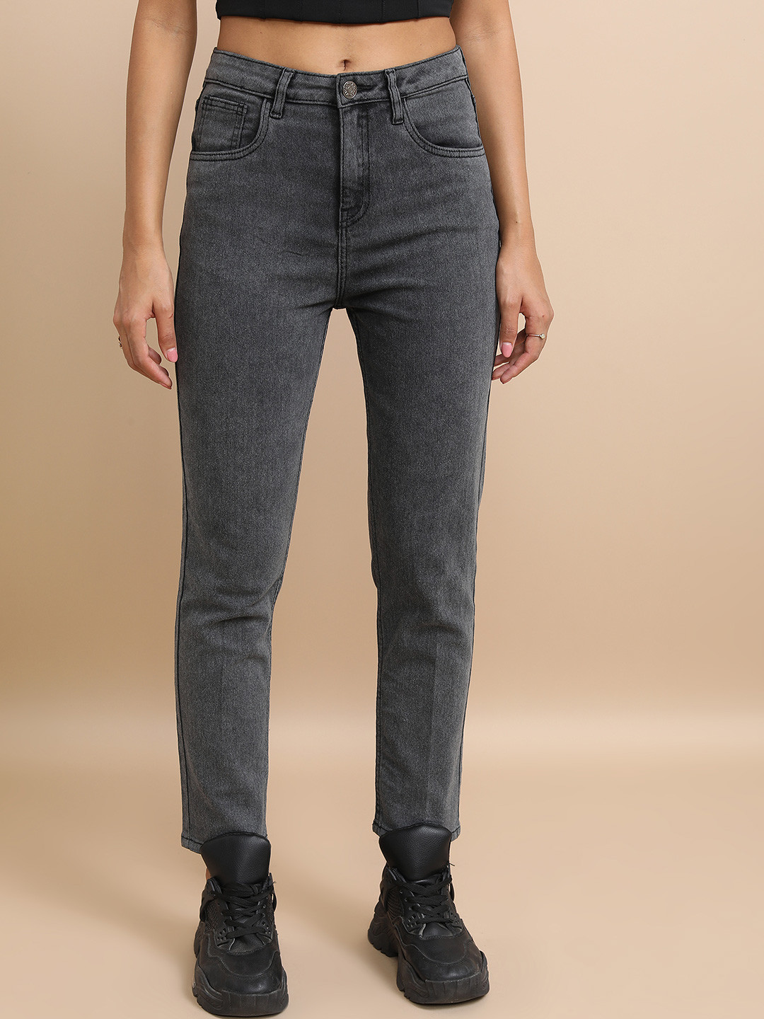 

Tokyo Talkies Women Skinny Fit Stretchable Jeans, Grey