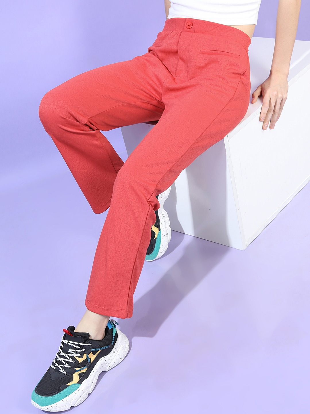 

Tokyo Talkies Women High-Rise Regular Fit Trouser, Red